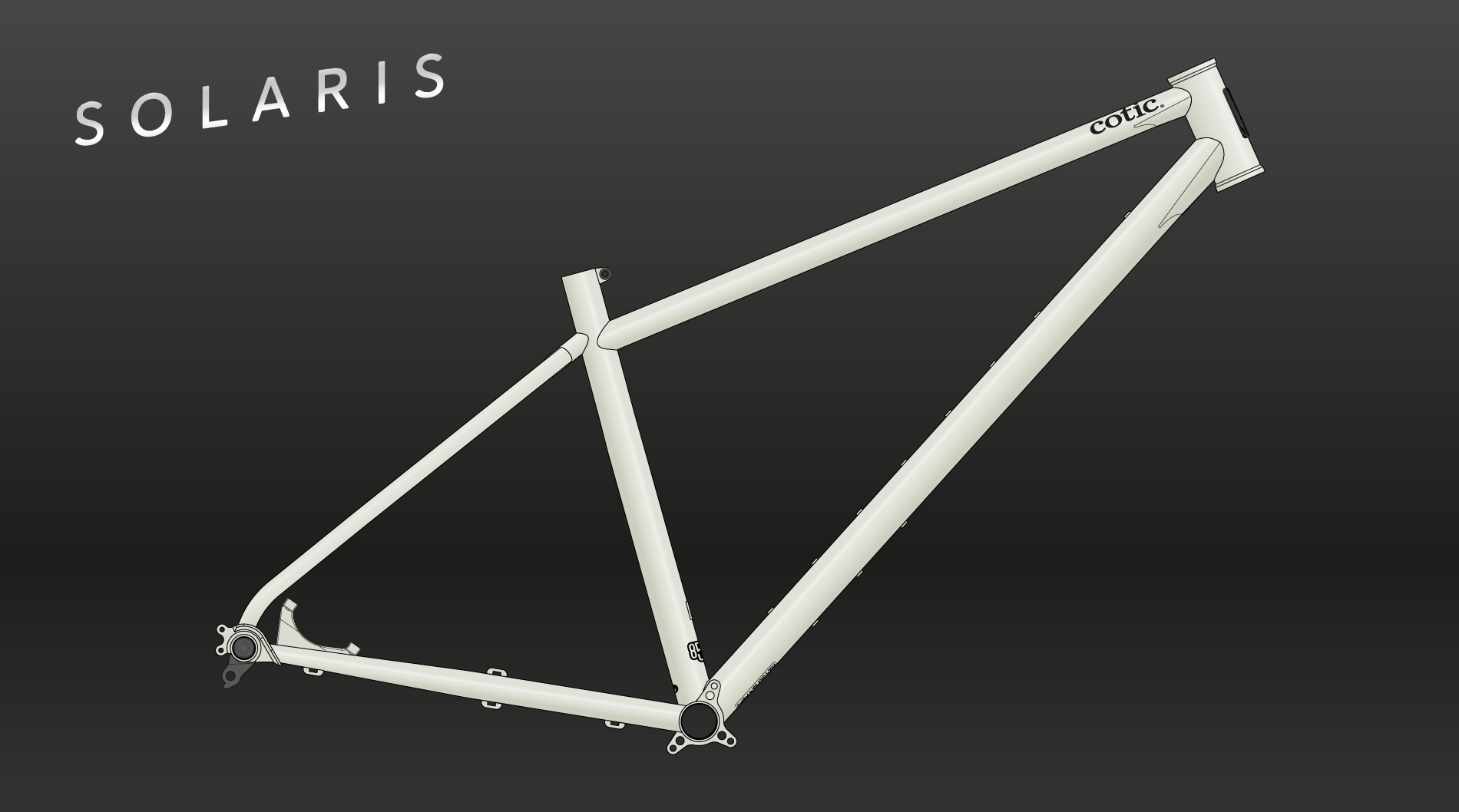 Solaris Gloss Limestone preview, cotic solaris 2026, steel hardtail, iconic bike, mountain bike, reynolds 853, made in EU