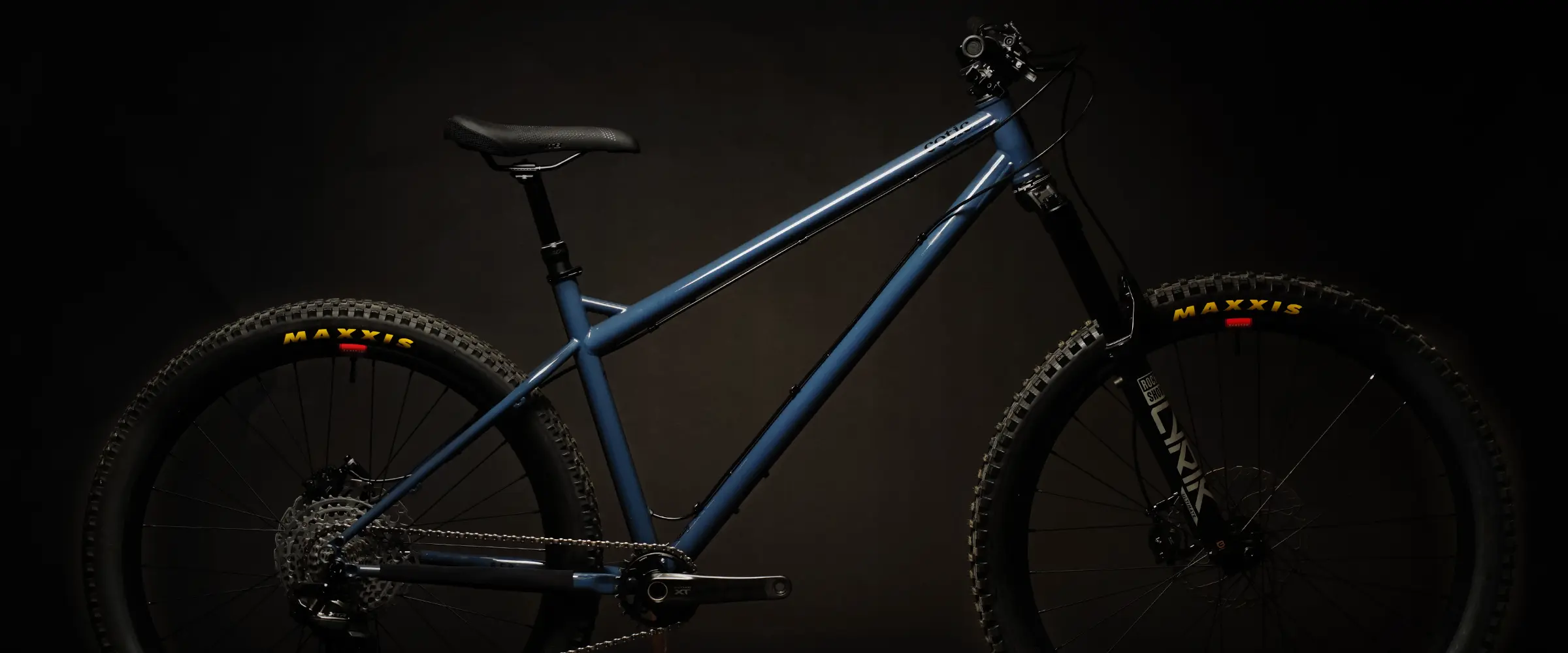 Gloss Denim, Cotic BFe, 853 downtube steel 29er or Mullet hardtail, frame made in Taiwan