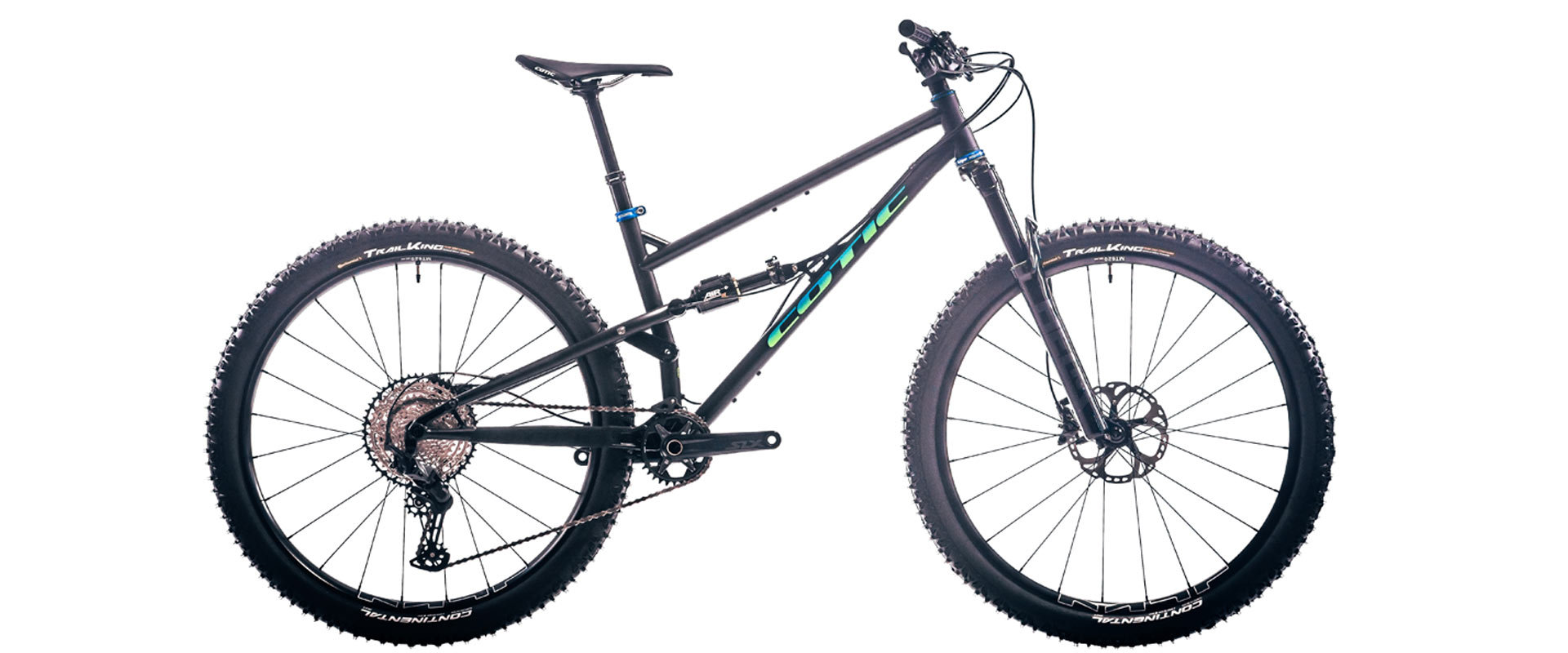 Cotic FlareMAX Gen4, Gristone Blue/Green Fade, short travel trail bike, downcountry, downcountry bike, 29er mountain bike, steel full suspension, reynolds 853, uk made, made in britain